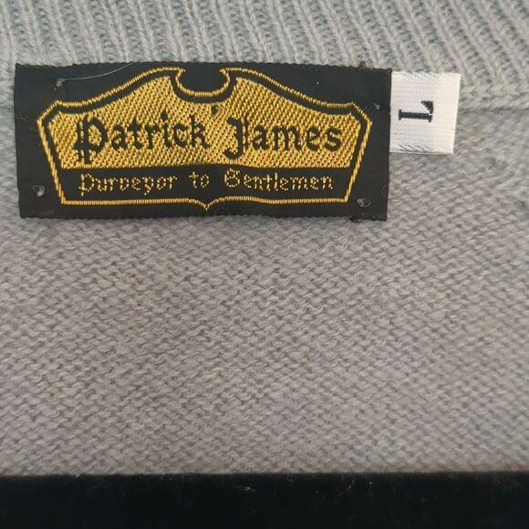 Patrick James Classic Soft Lambs Wool Sweater V-Neck, Blue, Warm - Picture 3 of 6